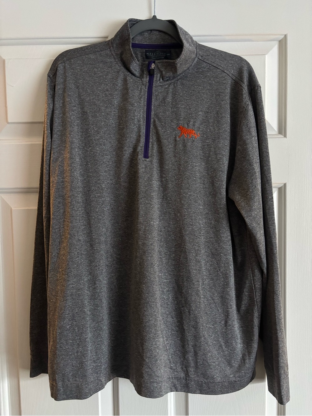 Elkmont  Tiger Gameday Oxford Athletic Performance Quarter Zip Grey Jacket | L